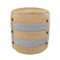 Laddha Home Designs 16" Beige and Gray Farmhouse Striped Handmade Round Pouf Ottoman